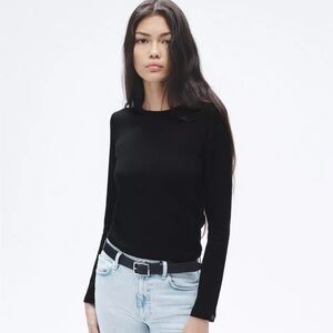 rag & bone The Knit Long Sleeve Tee in black, like new, size M